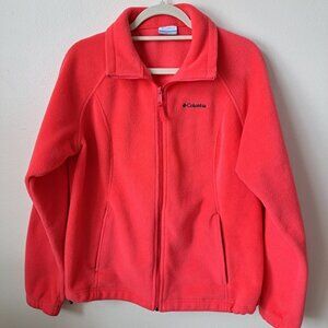Columbia Womens Zip Up Jacket Salmon color Size XL Side Pockets Draw String
